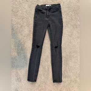 KanCan Women's Charcoal Distressed Skinny Jeans
